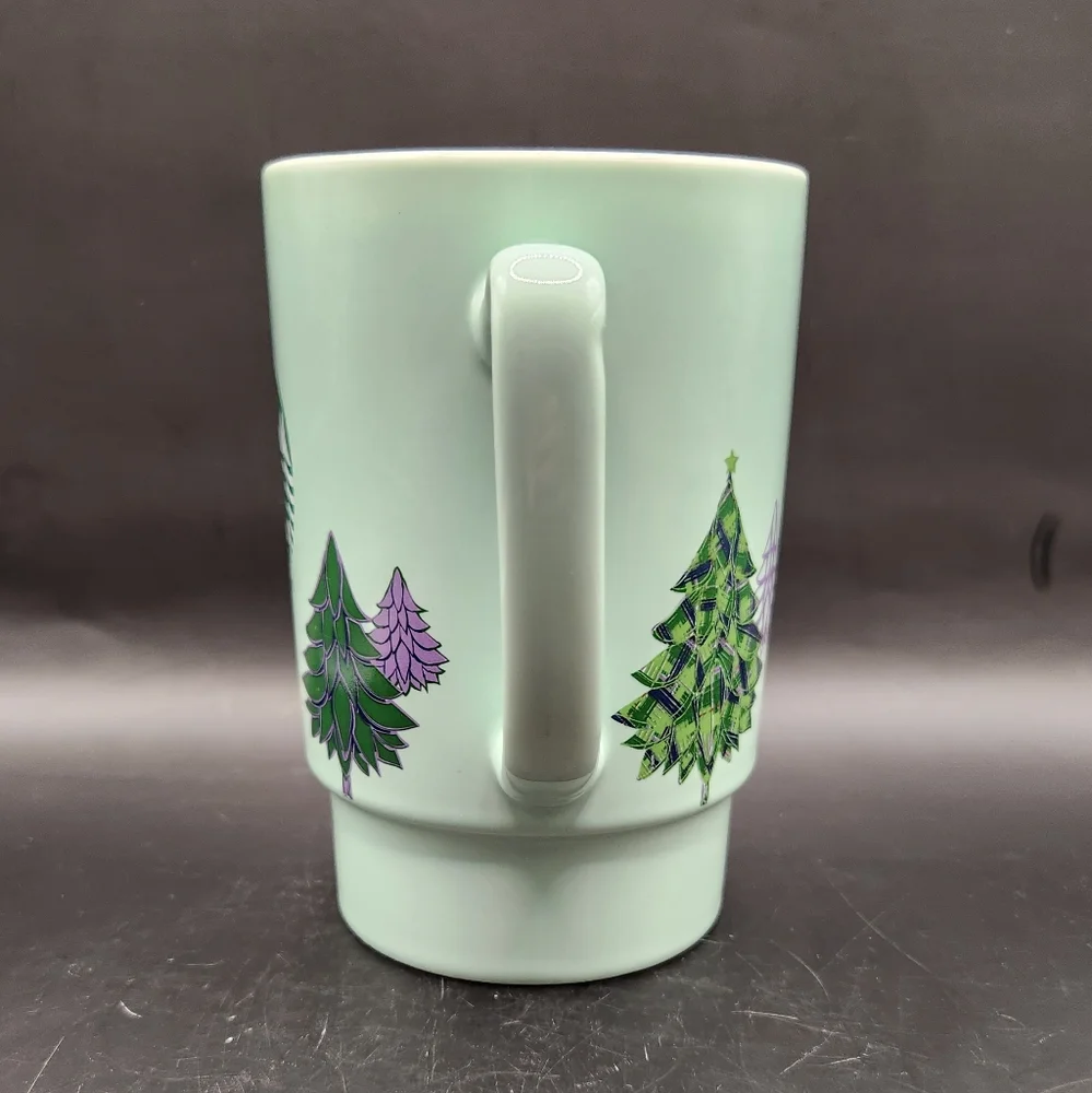 2020 Starbucks Holiday Christmas Coffee Mug with Green & Purple Trees 20 oz. - Picture 2 of 9
